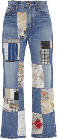B Sides B SIDES Patchwork Mid-Rise Straight-Leg Jeans