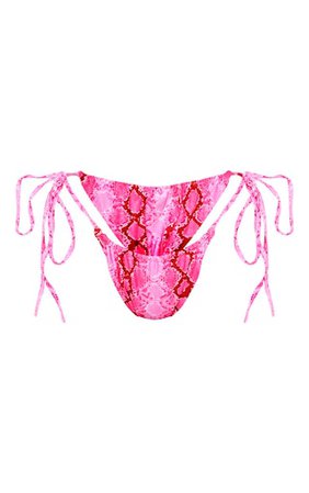Pink Snake Adjustable String Tie Bikini Bottoms | PrettyLittleThing USA
