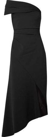 Asymmetric Cady Midi Dress - Black