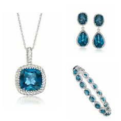 Blue Topaz Necklace, Earring, Bracelet Set