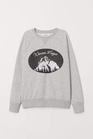 Sweatshirt with Motif - Gray