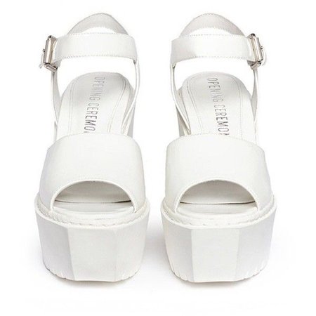 Opening Ceremony 'Grunge' gloss leather platform wedge sandals ($260)