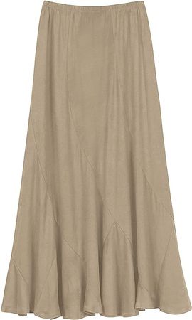 Amazon.com: Urban CoCo Women's Vintage Elastic Waist A-Line Long Midi Skirt (2XL, Light Brown) : Clothing, Shoes & Jewelry