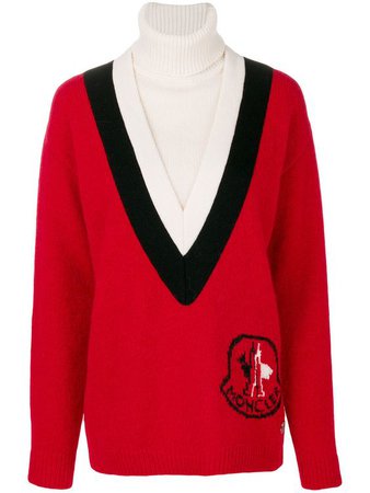 MONCLER GAMME ROUGE MONCLER GAMME ROUGE - LOGO PATCH SWEATER .