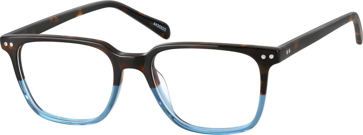 Tortoiseshell and Blue Men's Square-Frame Glasses