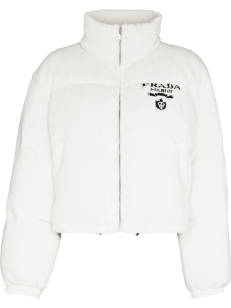 Prada logo-detail cashmere padded jacket