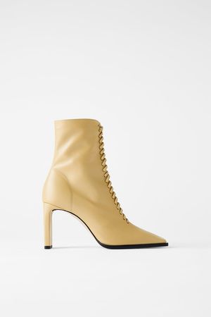 LACED LEATHER HIGH-HEEL ANKLE BOOTS | ZARA United States