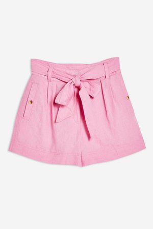 Paperbag Shorts With Linen | Topshop pink