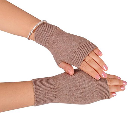 Amazon.com: NOVAWO Cashmere Blend Half Fingerless Thumb Hole Warm Gloves Mittens for Men Women, Khaki: Clothing