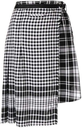 asymmetric checked skirt