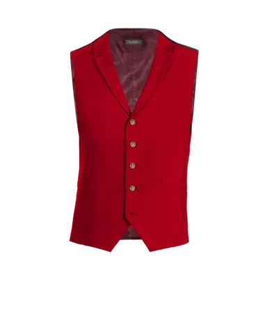 Intense Red Wool Blends lapeled Vest with brass buttons $107 | Hockerty