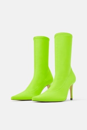 FLUORESCENT SOCK STYLE HEELED ANKLE BOOTS | ZARA