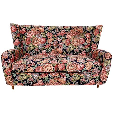 Floral Fabric Sofa by Paolo Buffa for Hotel Bristol Merano, Italy, 1950s For Sale at 1stdibs