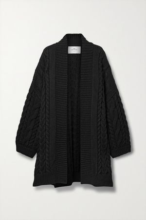 Cable-knit Wool Cardigan - Black