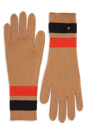 Burberry Monogram Motif Stripe Merino Wool & Cashmere Gloves | Nordstrom