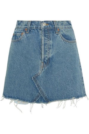 RE/DONE | Originals distressed denim mini skirt | NET-A-PORTER.COM