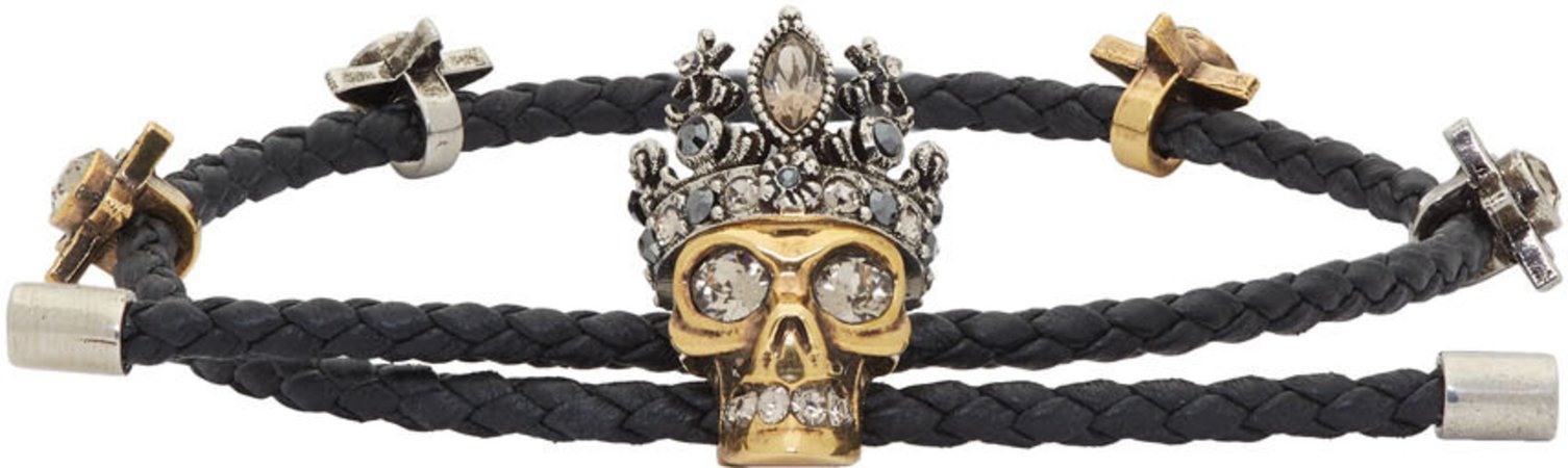 Alexander McQueen: Black Queen Bracelet | SSENSE