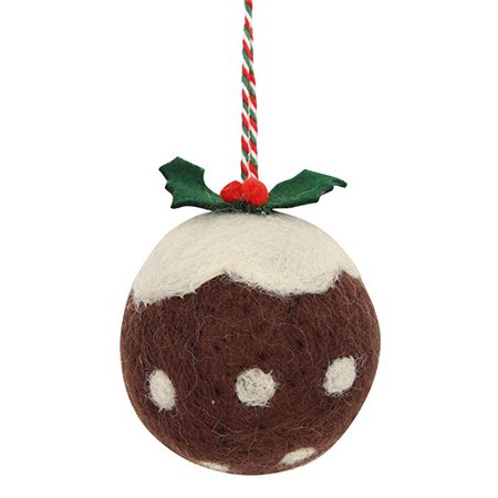 Gisela Graham Wool Christmas Pudding Christmas Bauble (8cm): Amazon.co.uk: Kitchen & Home