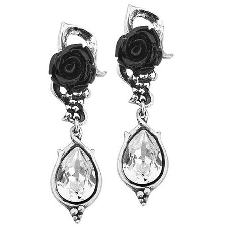 Gothic Rose & Diamond Earrings