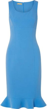 Ruffled Stretch-wool Crepe Dress - Light blue