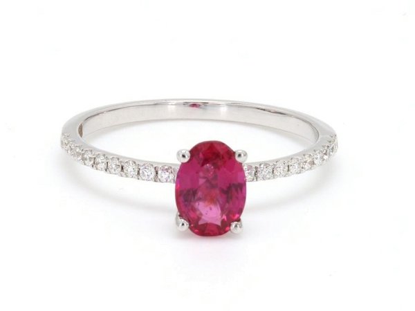 18K White Gold with 0.8ct. Ruby and 0.11ct. Diamond Ring Size 6 | Buy at TrueFacet