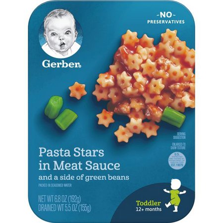 Gerber Lil' Entrees, Pasta Stars In Meat Sauce With Green Beans - 6.8oz : Target