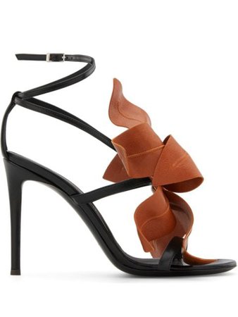 Giuseppe Zanotti Flower Appliqué Leather Sandals E000051001 Black | Farfetch