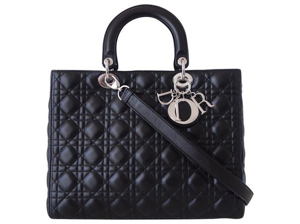 Dior LADY DIOR BLACK BAG BLACK Handbags Leather Black ref.218722 - Joli Closet