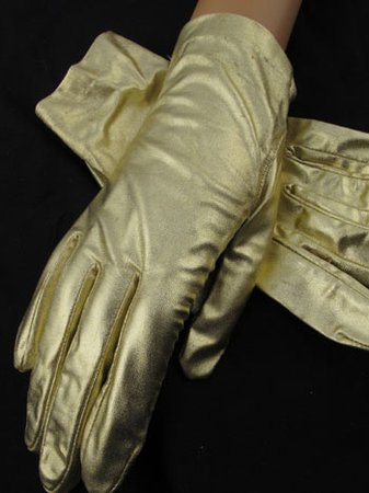 Vintage Gloves- Gold Lame Wrist Length Dress Gloves - Blue Velvet Vintage