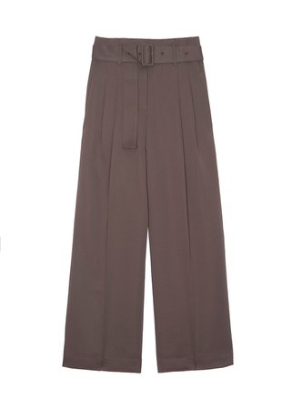 Belted High Rise Trousers- Olive Brown – The Frankie Shop