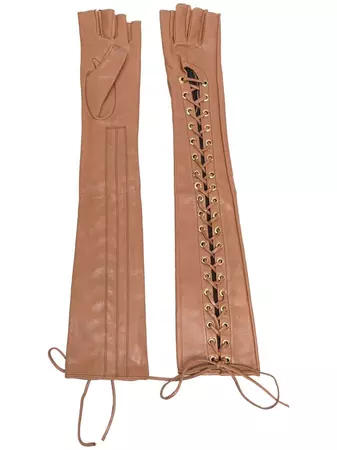 Manokhi long lace-up leather gloves