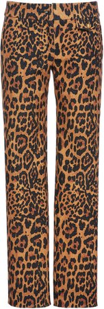 Leopard-Print Wool-Blend Pants
