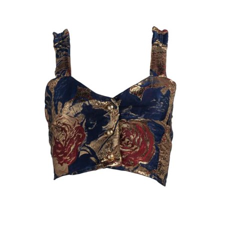 Brocade Button Up Crop Top - Metallic Nights | relax baby be cool | Wolf & Badger