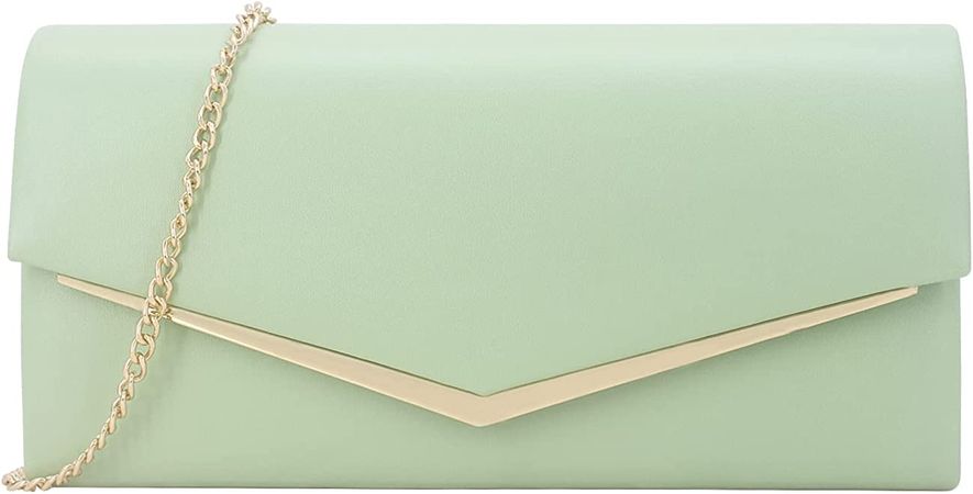 Venoline Women’s Evening Handbag Vegan Leather Ladies Envelope Clutch Classic Elegant Purse Bags Light Green: Handbags: Amazon.com