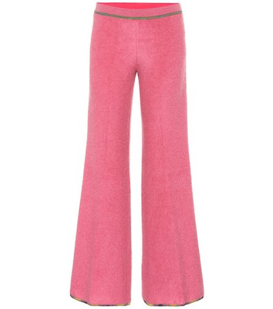 Low-rise flared stretch-knit pants