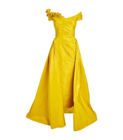 Elie Saab yellow Off-The-Shoulder Gown | Harrods