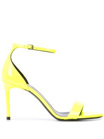 Yellow Saint Laurent Square Toe Stiletto Sandals | Farfetch.com