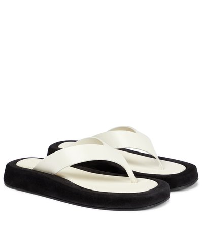 The Row - Ginza leather and suede thong sandals | Mytheresa
