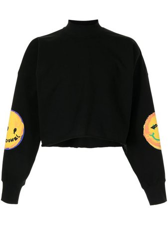 We11done Smiley raw-edge Sweatshirt - Farfetch