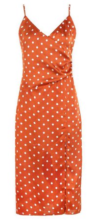 silky orange polka dots dress summer sun