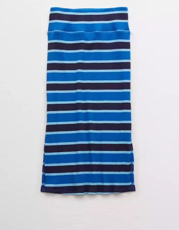 Aerie Ribbed Knit Skirt blue