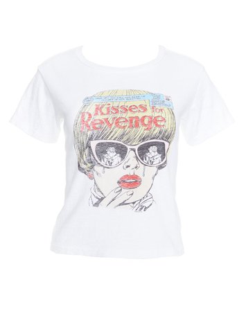 Kisses for Revenge Graphic Classic Tee in Optic White | RE/DONE