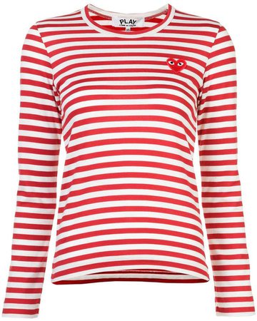 little red heart striped T-shirt