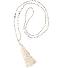 C·QUAN CHI Womens Chains Pearl Tassel Necklace Handmade Crystal Beaded Necklace Bohemian Necklace Jewelry for Women: Clothing, Shoes & Jewelry