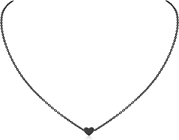 Amazon.com: ChicSilver Black Heart Necklace, 925 Sterling Silver Dainty Tiny Heart Pendant Necklace for Women Teen Girls : Clothing, Shoes & Jewelry
