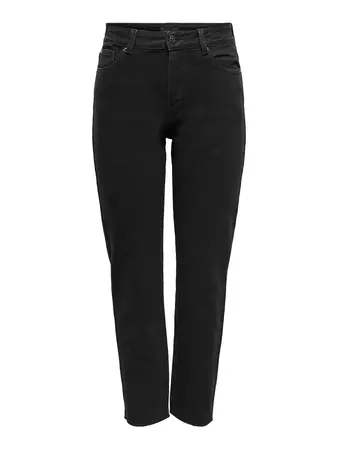 ONLEmily life hw straight Cropped jeans | Black | ONLY®