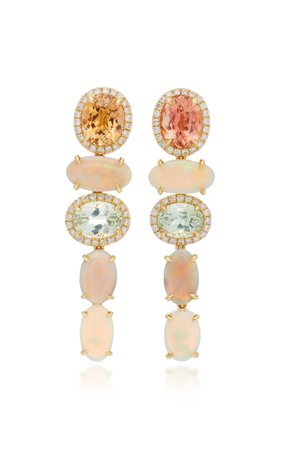One-Of-A-Kind Pastel Tourmaline And Opal Drop Earrings by Katherine Jetter | Moda Operandi