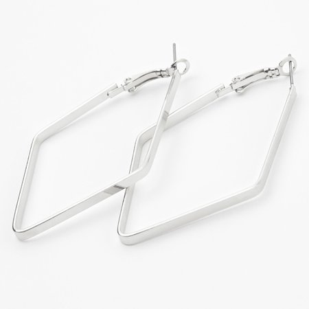 Silver 60MM Geometric Hoop Earrings | Claire's US
