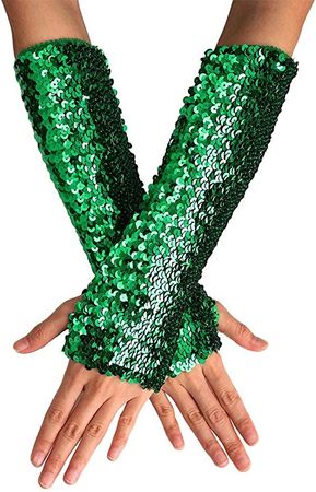 Amazon.com: GEMILY Fashion Sequin Golves Long Fingerless Gloves Party Elastic Gloves Costume Accessories for Women and Girls(A-Green) : Clothing, Shoes & Jewelry