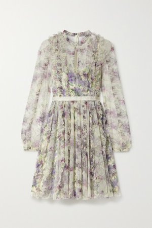 Needle & Thread | Lilacs Garland satin-trimmed ruffled floral-print tulle mini dress | NET-A-PORTER.COM
